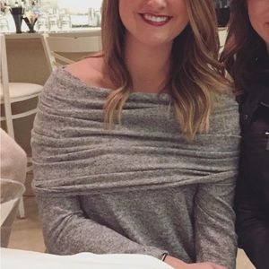 Off the shoulder grey sweater